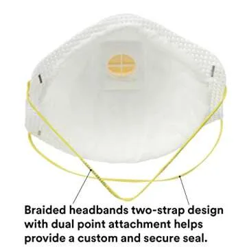 3M Particulate Respirator 8511, Pack of 10, N95, NIOSH APPROVED, Cool Flow Exhalation Valve, Disposable, Braided Comfort Strap, M Noseclip, Personal Protective Equipment