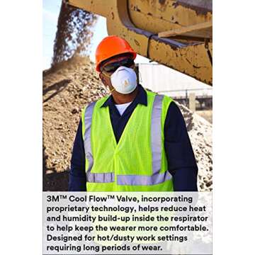 3M Particulate Respirator 8511, Pack of 10, N95, NIOSH APPROVED, Cool Flow Exhalation Valve, Disposable, Braided Comfort Strap, M Noseclip, Personal Protective Equipment