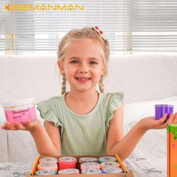 Keemanman Strawberry Butter Slime, Scented DIY Slime Supplies Kit for Girls and Boys, Stress Relief Toy for Kids Education, Party Favor, Gift and Birthday (7oz)