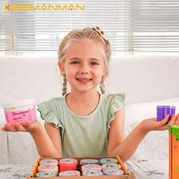 Keemanman Strawberry Butter Slime, Scented DIY Slime Supplies Kit for Girls and Boys, Stress Relief Toy for Kids Education, Party Favor, Gift and Birthday (7oz)
