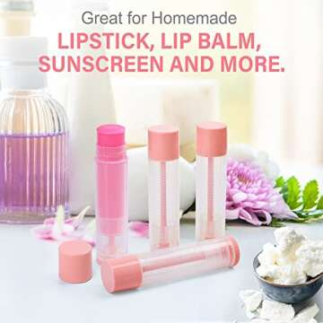 LotFancy Lip Balm Tubes Empty, 60PCS 5.5ml (3/16 Oz), Clear Lip Balm Container Tubes with Pink Caps, BPA Free & Leak Free, Refillable