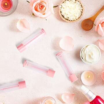LotFancy Lip Balm Tubes Empty, 60PCS 5.5ml (3/16 Oz), Clear Lip Balm Container Tubes with Pink Caps, BPA Free & Leak Free, Refillable
