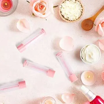 LotFancy Lip Balm Tubes Empty, 60PCS 5.5ml (3/16 Oz), Clear Lip Balm Container Tubes with Pink Caps, BPA Free & Leak Free, Refillable