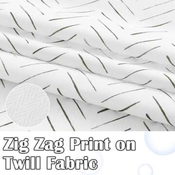 jinchan Black and White Shower Curtain Inky Herringbone Chevron Zig Zag Waterproof Fabric Modern Far...