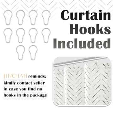 jinchan Elegant Black and White Waterproof Shower Curtain