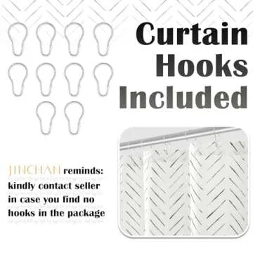 jinchan Elegant Black and White Waterproof Shower Curtain