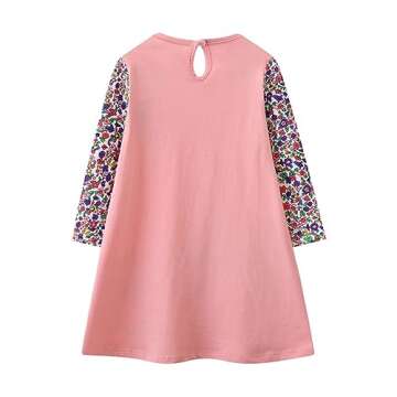 HOMAGIC2WE Toddler Girl Casual Dress Kids Long Sleeve Fall Tunic Jersey Shirt Foral Cotton Dresses 4T