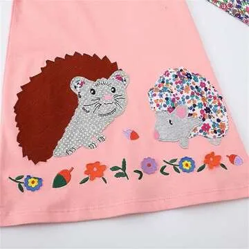 HOMAGIC2WE Toddler Girl Casual Dress Kids Long Sleeve Fall Tunic Jersey Shirt Foral Cotton Dresses 4T