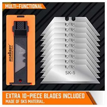 HORUSDY 4-Pack Box Cutter Utility Knife, Heavy Duty Aluminum Shell Retractable Box Cutter for Cardboard, Boxes and Cartons, Extra 10 Blades