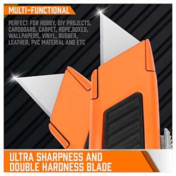 HORUSDY 4-Pack Box Cutter Utility Knife, Heavy Duty Aluminum Shell Retractable Box Cutter for Cardboard, Boxes and Cartons, Extra 10 Blades