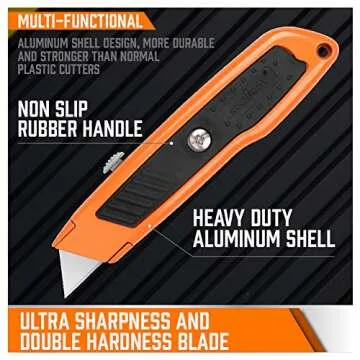 HORUSDY 4-Pack Box Cutter Utility Knife, Heavy Duty Aluminum Shell Retractable Box Cutter for Cardboard, Boxes and Cartons, Extra 10 Blades