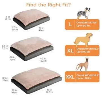 Amazon Basics Orthopedic Dog Bed Medium - Couch Style, Machine Washable, Non-Skid Removable Cover, 3...