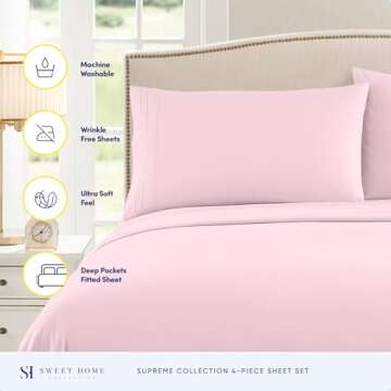 1800 Thread Count Sheet Set – Soft Egyptian Quality Brushed Microfiber Sheets – Luxury Bedding S...