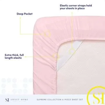 1800 Thread Count Sheet Set – Soft Egyptian Quality Brushed Microfiber Sheets – Luxury Bedding Set with Flat Sheet, Fitted Sheet, Pillow Cases, Full, Pale Pink, Sheet Set
