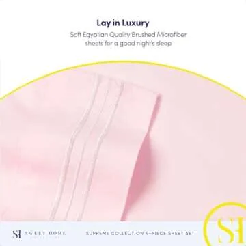 1800 Thread Count Sheet Set – Soft Egyptian Quality Brushed Microfiber Sheets – Luxury Bedding Set with Flat Sheet, Fitted Sheet, Pillow Cases, Full, Pale Pink, Sheet Set