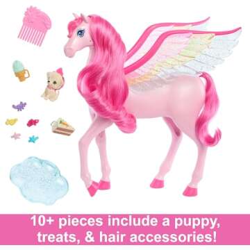 Barbie Pink Winged Pegasus Toy with Accessories for Kids