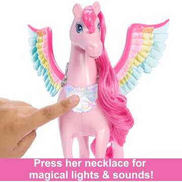 Barbie Pink Winged Pegasus Toy with Accessories for Kids