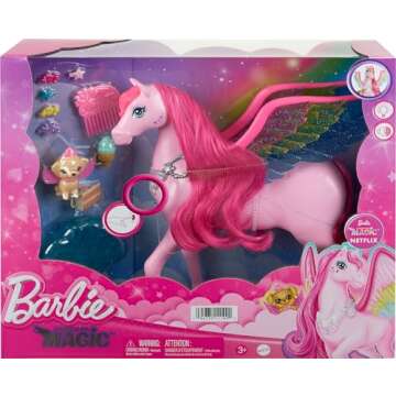 Barbie Pink Winged Pegasus Toy with Accessories for Kids