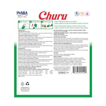 INABA Churu Cat Treats - Grain-Free, Lickable Creamy Purée, 40 Tubes Tuna & Seafood Variety Box