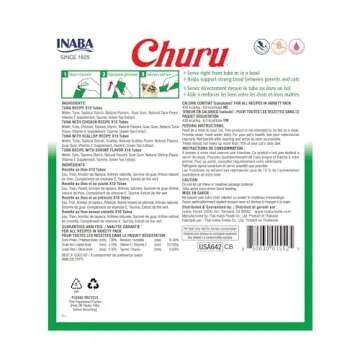 INABA Churu Cat Treats - Grain-Free, Lickable Creamy Purée, 40 Tubes Tuna & Seafood Variety Box