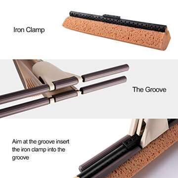 Eyliden Sponge Mop with 1 Extra Reusable Absorbent Sponge Refills, Easy Squeeze, Self Wringing Mops for Kitchen Bathroom Office Hardwood Laminate Tile Marble Ceramic Floors Cleaning