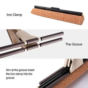 Eyliden Sponge Mop with 1 Extra Reusable Absorbent Sponge Refills, Easy Squeeze, Self Wringing Mops for Kitchen Bathroom Office Hardwood Laminate Tile Marble Ceramic Floors Cleaning