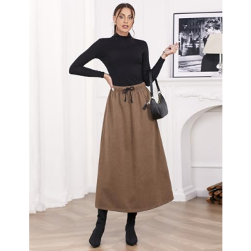 Warm Fleece Lined Maxi Skirt for Women Winter 2022