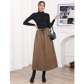 Warm Fleece Lined Maxi Skirt for Women Winter 2022