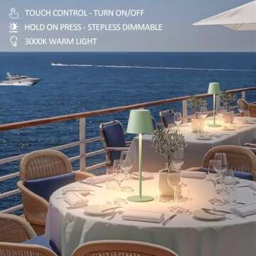 irotine Green Cordless Table Lamp for Modern Ambiance