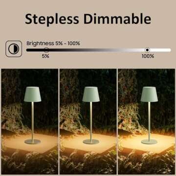 irotine Green Cordless Table Lamp for Modern Ambiance