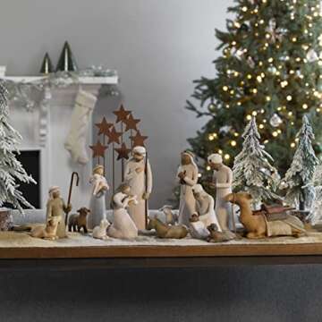 Willow Tree Nativity Starter Figures with The Three Wisemen Plus Metal Stars, 14-Piece Set