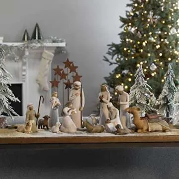 Willow Tree Nativity Starter Figures with The Three Wisemen Plus Metal Stars, 14-Piece Set