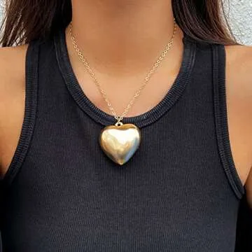 Trendy YURAOER Chunky Puffy Heart Choker Necklace