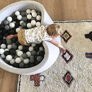 STARBOLO Ball Pit Balls - 100 pcs Plastic Play Pit Balls Crawl Balls with Color Black, Grey, White for Baby Kids Playpen Pool Tub Toy, 2.2 Inch.