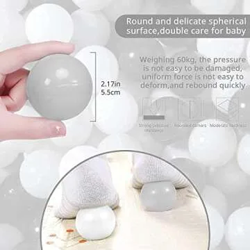 STARBOLO Ball Pit Balls - 100 pcs Plastic Play Pit Balls Crawl Balls with Color Black, Grey, White for Baby Kids Playpen Pool Tub Toy, 2.2 Inch.