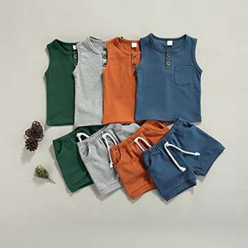 Karesoull Infant Baby Boy Clothes Summer Shorts Set Solid Sleeveless Pocket Tops Cotton Outfit 2PCS ...