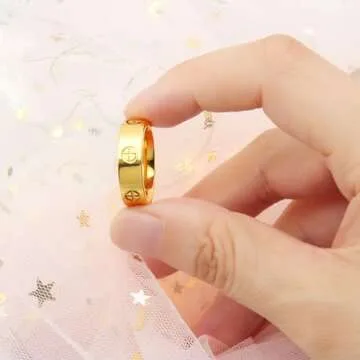 Love Friendship Gold Rings for Women:Wedding Band 18k Gold Ring Cubic Zirconia Stainless Steel Promise Ring Jewelry Birthday Gifts for Women,Size 6-10