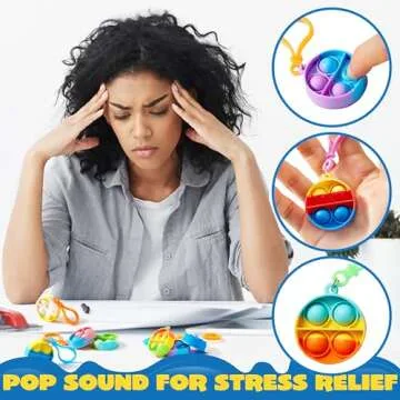 JOYIN Round Pop Fidget Keychain 30 Pack Pop Fidget Toys Bulk Party Favors for Kids 4-8,8-12 Years, Goodie Bag Stuffers Classroom Prizes Birthday Sensory Toys Gifts