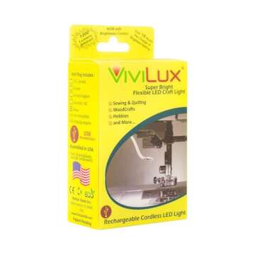 ViviLux Bright Flexible LED Craft & Sewing Light; USB Rechargeable Cordless Small Task Light for Sew...