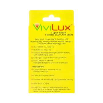 ViviLux Bright Flexible LED Craft & Sewing Light; USB Rechargeable Cordless Small Task Light for Sewing Machine, Crafting & Hobbies; This Item has Been Replaced with VLSWL03RE Rare Earth Magnet