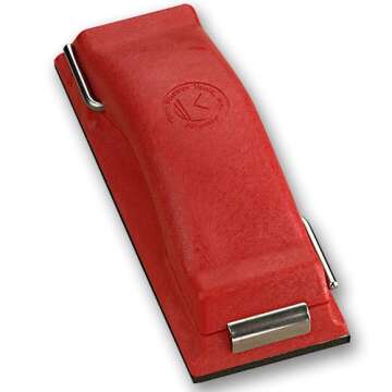 Sanding Block For Wood Or Autobody | Preppin' Weapon Hand Sander Is A Great Tool For Those With Big Hands Or Sore Joints | Sandpaper Won't Rip | Finish Wet Or Dry Sanding Faster | Red