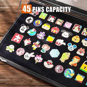 Enamel Pin Display Case, Pin Collection Holder, 14" X 9" Shadow Box Frame for Pins, Black