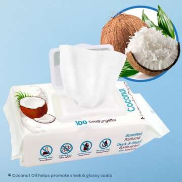 Best Pet Supplies 8" x 9" Pet Grooming Wipes for Dogs & Cats, 100 Pack, Plant-Based Deodorizer for C...