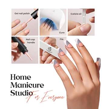 Beetles Gel Nail Polish Kit with U V Light, 6 Colors Nude Grey Yellow Gel Polish Nail Kit, Winter Gel Polish Nail Kit with Base & Top Coat Soak Off DIY Manicure at Home Gifts for Women