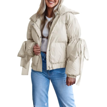 Tankaneo Women's Bow Puffer Jacket - Cozy & Trendy Outerwear