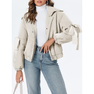 Tankaneo Bow Puffer Jacket for Women - Stylish Warmth