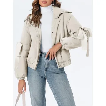 Tankaneo Bow Puffer Jacket for Women - Stylish Warmth