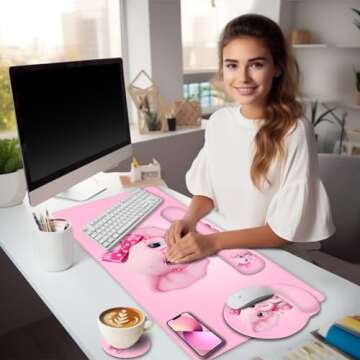 LIMKRIAN Elephant Mouse Pad Desk Mat Set, Kawaii Gaming Ergonomic Mouse Pad with Wrist Support Wrist...