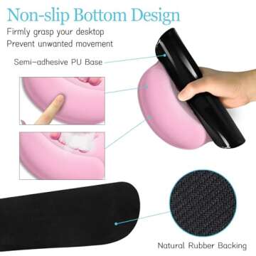 LIMKRIAN Elephant Mouse Pad Desk Mat Set, Kawaii Gaming Ergonomic Mouse Pad with Wrist Support Wrist Rest for Computer Keyboard Cup Coaster, Cute Pink Elephant Office Supplies Desk Decor Accessories