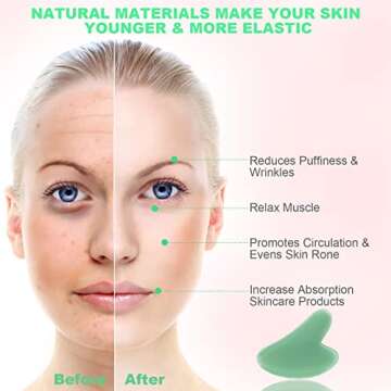 Jocule [2-Pack] Gua Sha Facial Tools, Unbreakable Natural Guasha Tool Upgrade Gua Sha Stone, Face Sc...